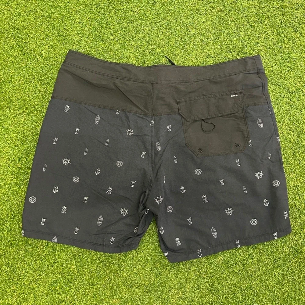 Hurley Phantom Board Shorts Mens 38 Black Charcoal Tropical Anchor Print Swim